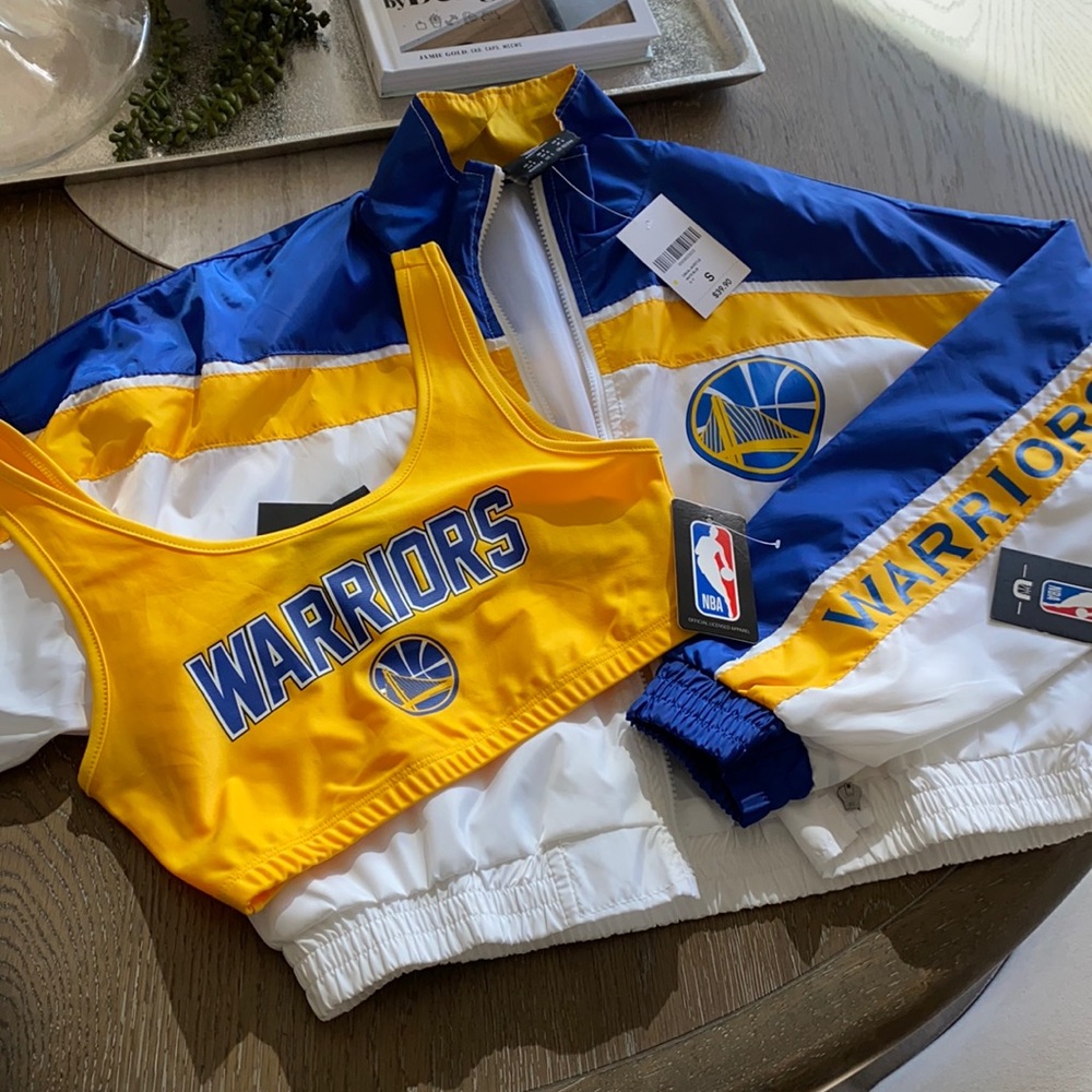 Warriors cropped jacket and bra top